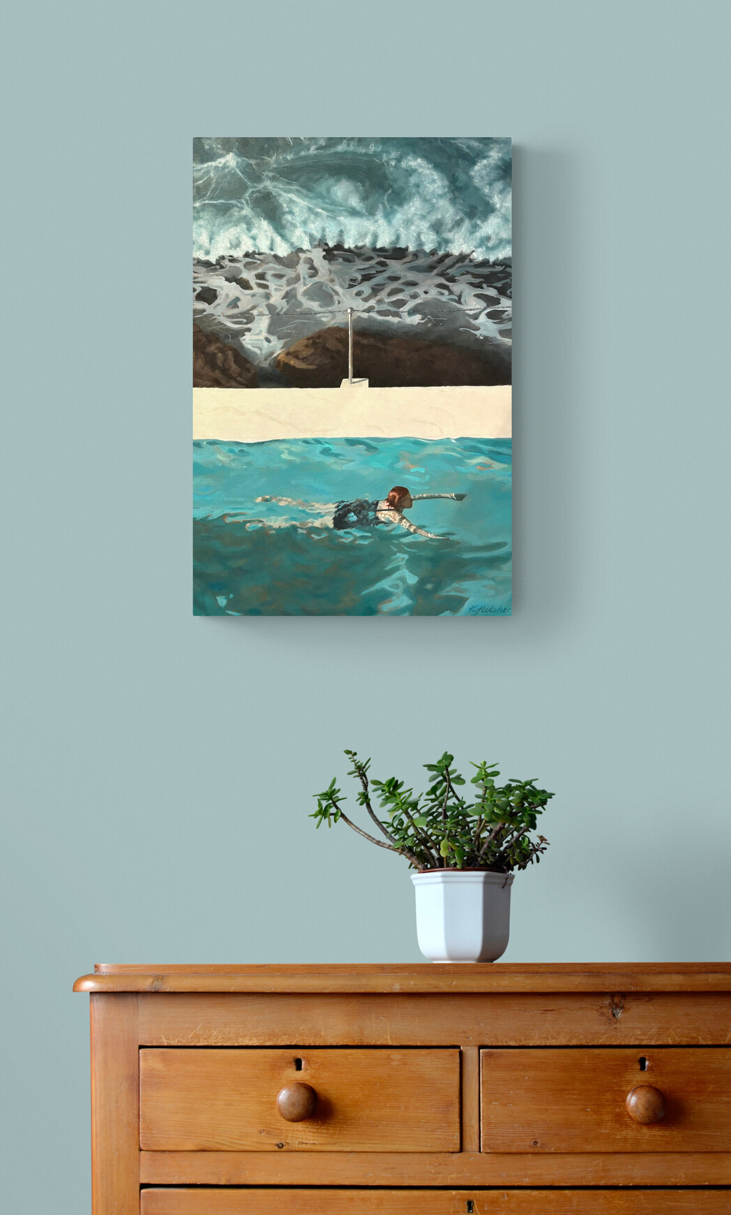 Keep Swimming, hung on a wall