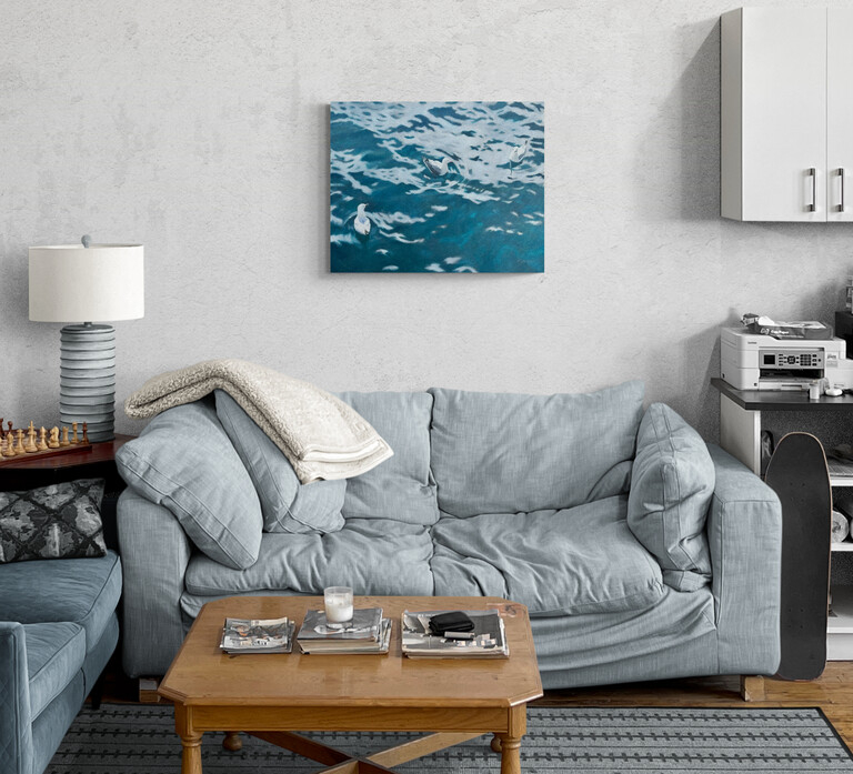 Seagulls, hung on a wall